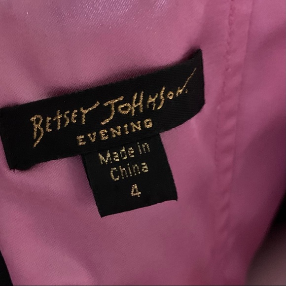 BETSEY JOHNSON EVENING Black/Pink Satin Sequin Ruffle Strapless Dress - Picture 6 of 6